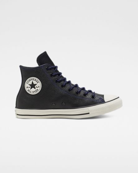 Tenis Converse Tumbled Couro Chuck Taylor All Star Cano Alto Feminino Pretas Azul Marinho | PT W0183P4